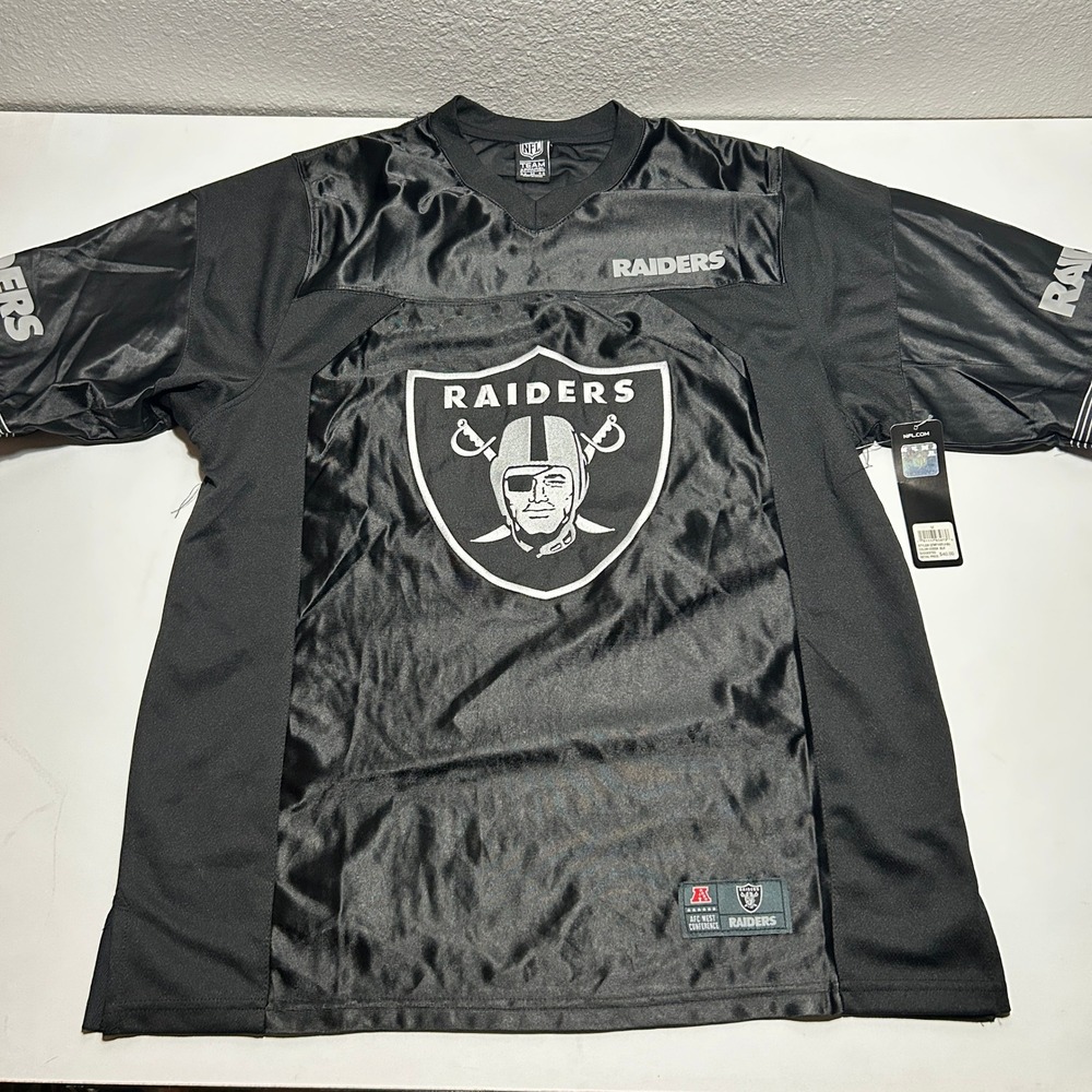 New NFL Team Apparel Las Vegas Raiders Jersey Mens Medium Black QTMF143FLV-BU
